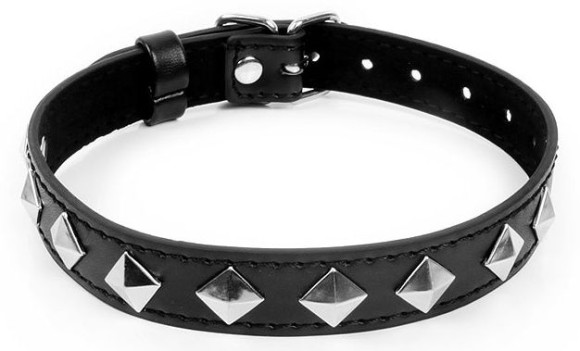 Черный ошейник с серебристыми ромбиками Черный ошейник с серебристыми ромбиками