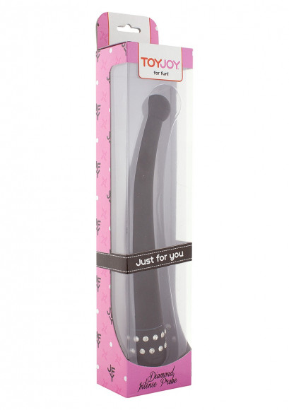 Чёрный вибратор DIAMOND INTENSE PROBE - 21,5 см.