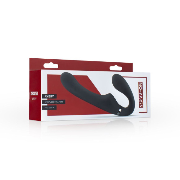 Черный безремневой вибрострапон Avery с пультом ДУ