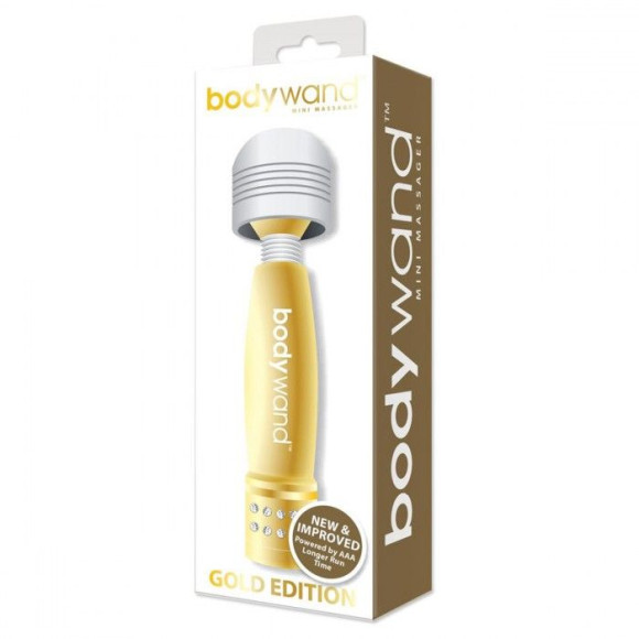 Золотистый жезловый мини-вибратор с кристаллами Mini Massager Gold Edition Золотистый жезловый мини-вибратор с кристаллами Mini Massager Gold Edition