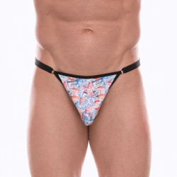 Мужские трусы-тонги с принтом в виде почтовых штемпелей