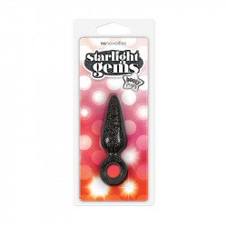 Чёрная анальная пробка Booty Pops с кольцом - 8 см.