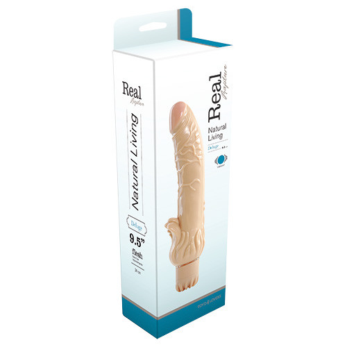 Телесный вибратор с клиторальными лепестками REALISTIC VIBRATOR REAL RAPTURE DELUGE - 24 см.