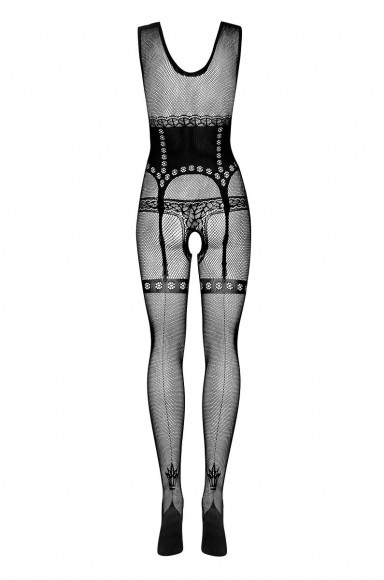 Комбинезон-сетка с имитацией бюстье, трусиков и чулок