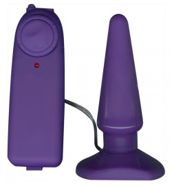 Фиолетовая анальная пробка с вибрацией Funky Vibrating - 10,5 см.