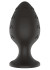 Черная средняя силиконовая анальная пробка с рельефом в виде галочек