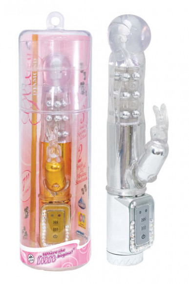 Прозрачный гелевый вибратор с шариками внутри - 17,8 см.