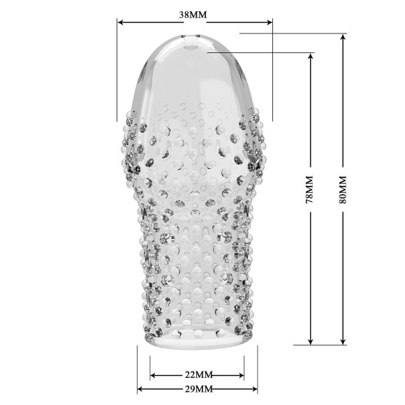 Прозрачная текстурированная насадка на пенис Becks - 8 см.