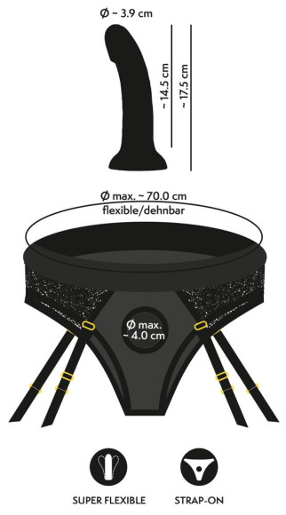 Черный женский страпон Strap-on Set: трусики и насадка