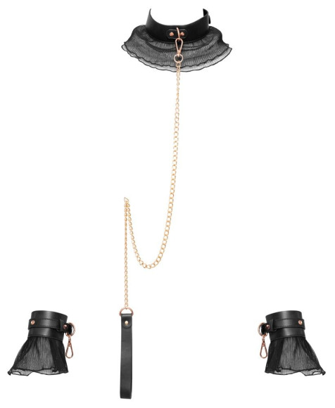 Черный бондажный комплект с плиссировкой Черный бондажный комплект с плиссировкой