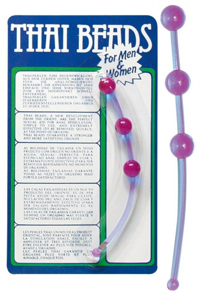 Фиолетовая анальная цепочка Thai beads - 15,5 см.