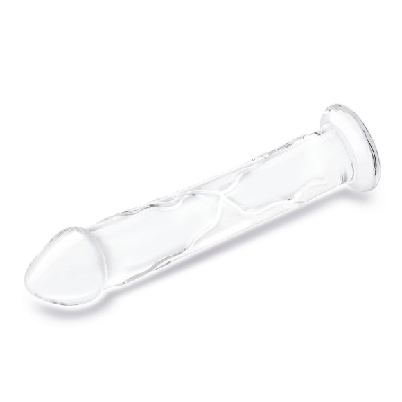 Большой стеклянный стимулятор 12’’ Glass Dildo With Veins & Flat Base - 28 см.