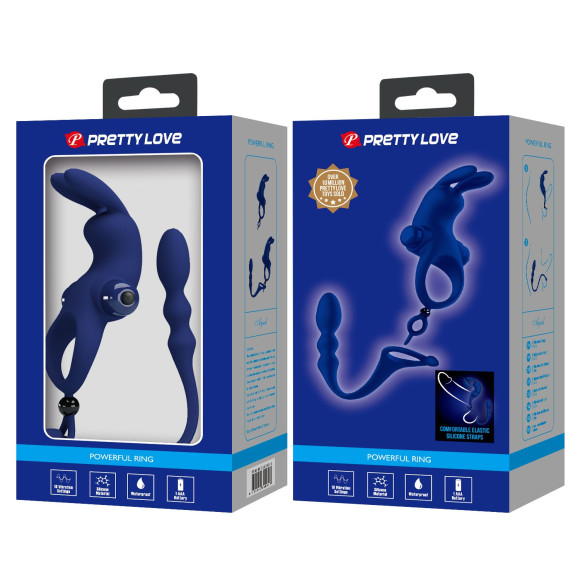 Синее эрекционное виброкольцо со съемным анальным хвостом Синее эрекционное виброкольцо со съемным анальным хвостом