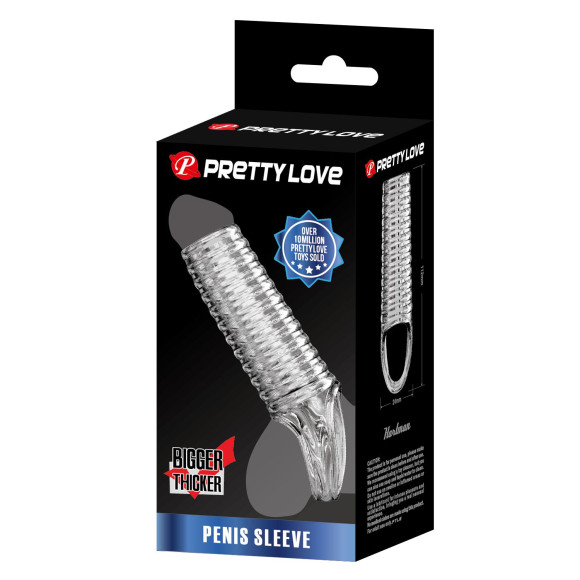 Прозрачная насадка на пенис с ребрышками и подхватом мошонки Прозрачная насадка на пенис с ребрышками и подхватом мошонки