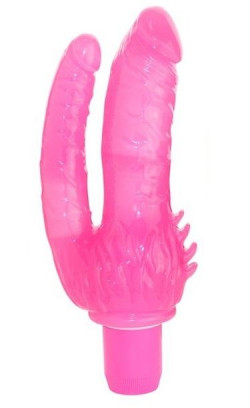 Розовый анально-вагинальный вибратор Penetrator Double Dong - 20 см.