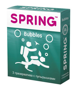 Презервативы SPRING BUBBLES с пупырышками - 3 шт. Презервативы SPRING BUBBLES с пупырышками - 3 шт.