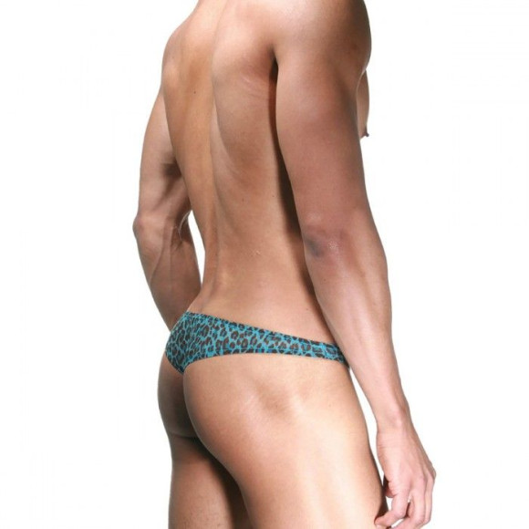 Голубые трусы-тонги с леопардовым принтом Голубые трусы-тонги с леопардовым принтом