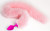 Розовая силиконовая анальная пробка с розовым хвостиком - размер L