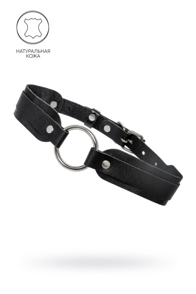 Черный кожаный чокер-ошейник со скруглёнными углами