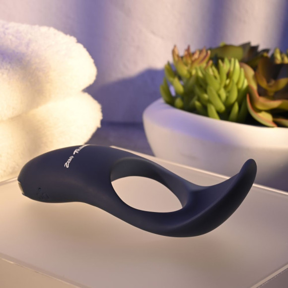 Синее эрекционное виброкольцо Cup ’Em