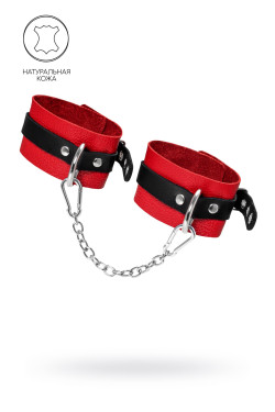 Красно-черные мягкие оковы с одним ремешком и люверсами