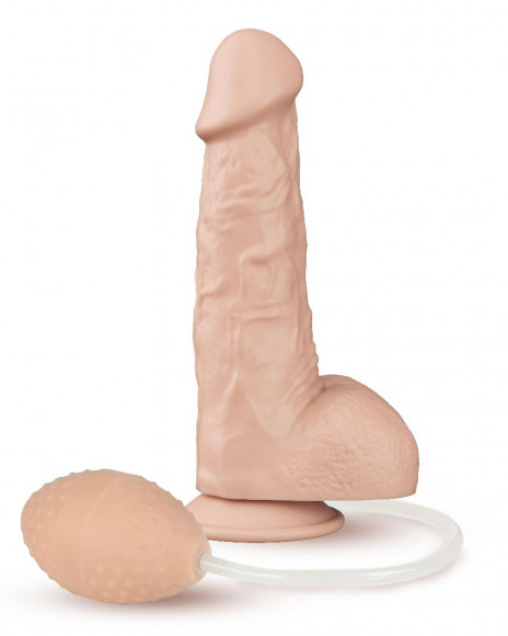 Фаллоимитатор-реалистик на присоске с имитацией эякуляции - 17,8 см.