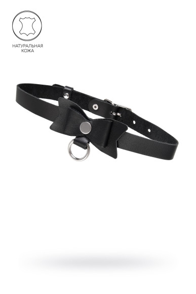 Черный чокер-ошейник с бабочкой и колечком