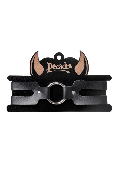 Черный кожаный чокер-ошейник из двух ремешков