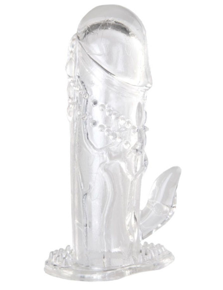 Прозрачная гелевая насадка с клиторальным отростком - 13 см. Прозрачная гелевая насадка с клиторальным отростком - 13 см.