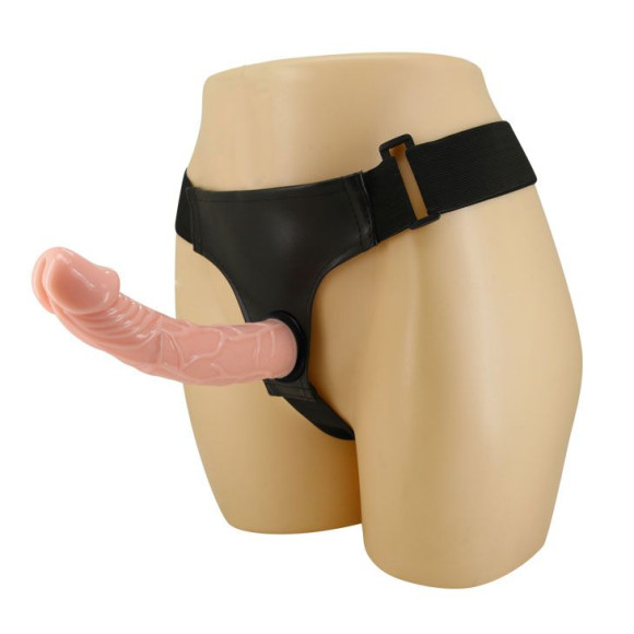 Гладкий фаллоимитатор с крупной головкой на ремешках - 19,7 см.