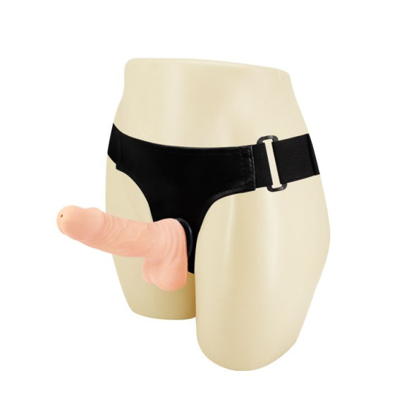 Поясной фаллос на черных трусиках - 15 см.