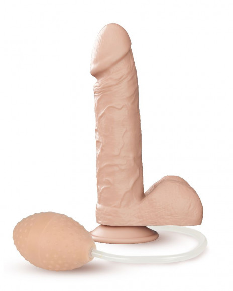 Фаллоимитатор-реалистик на присоске с грушей - 16,5 см.