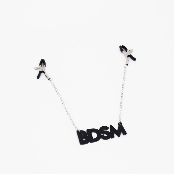 Зажимы на соски с кожаной подвеской BDSM