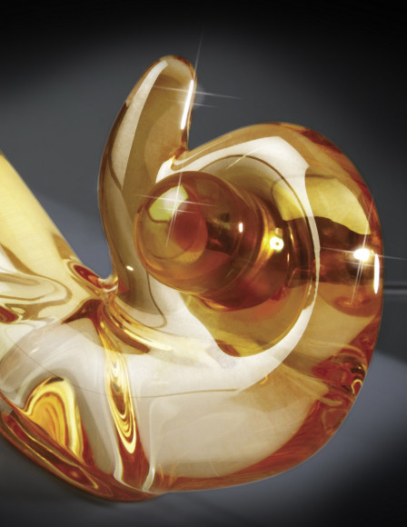 Желтый стеклянный фаллос с вибропулей ICECLES №35 - 18,5 см.