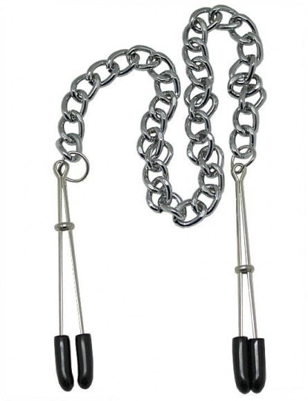 Зажимы для сосков с серебристой цепочкой