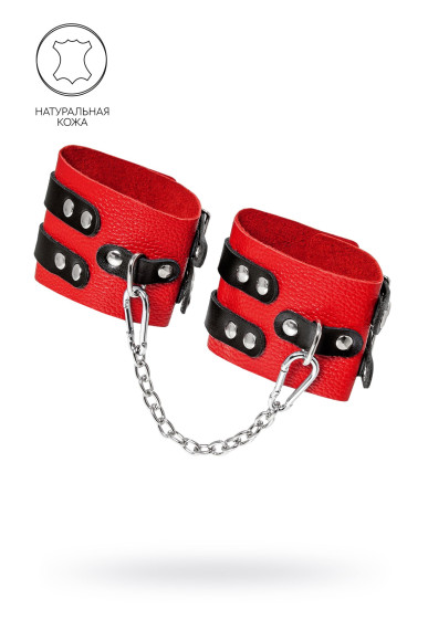Красно-черные мягкие оковы с двумя ремешками с люверсами