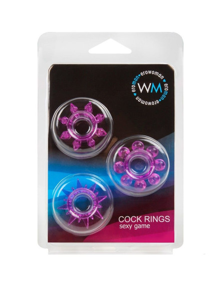 Набор из 3 лиловых эрекционных колец различной формы