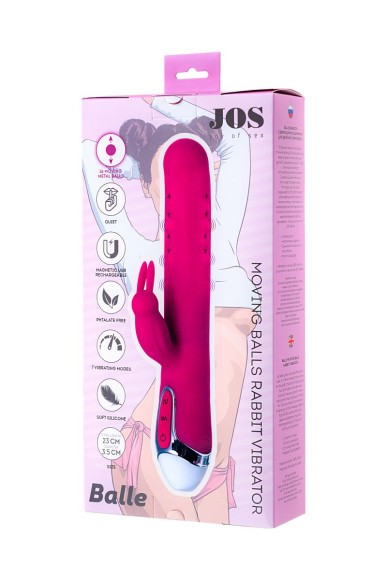 Розовый вибратор с клиторальным стимулятором Balle - 23 см.