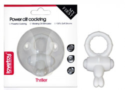 Белое виброкольцо для пениса Power Thrill Clit Cockring