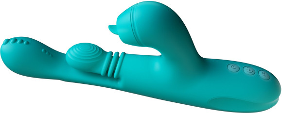 Зеленый инновационный вибратор-кролик Sensa Sway с технологией массажа на 360 градусов - 25 см.