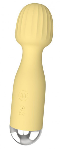 Желтый мини-вибратор с шаровидной головкой