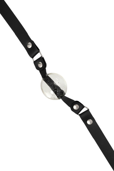 Прозрачный кляп-леденец на кожаных ремешках со вкусом пина колада