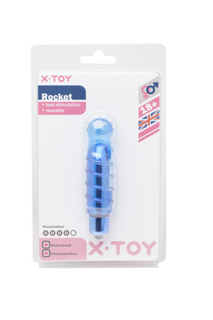 Синяя вибропуля с насадкой Rocket