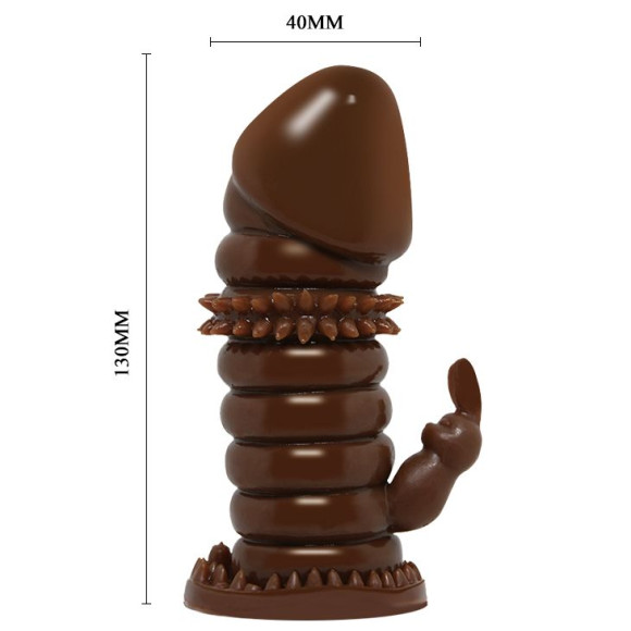Коричневая стимулирующая насадка на пенис - 13 см. Коричневая стимулирующая насадка на пенис - 13 см.