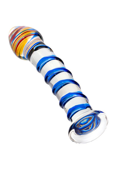 Прозрачный фаллос из стекла со спиралью - 18 см. Прозрачный фаллос из стекла со спиралью - 18 см.
