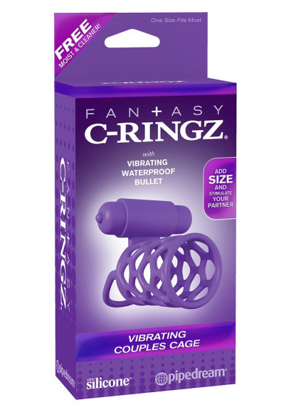 Фиолетовая насадка с подхватом мошонки и вибропулей