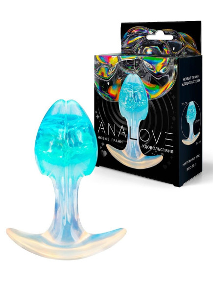 Голубоватая анальная пробка - 8,2 см.