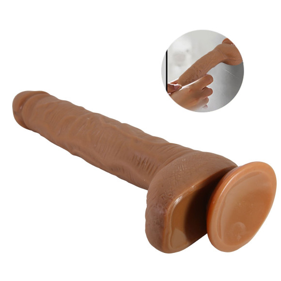Темно-бежевый фаллоимитатор-гигант на присоске Dick - 28 см.