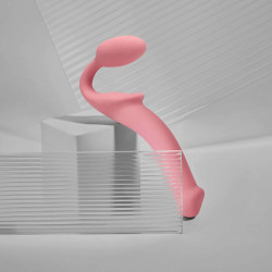 Розовый безремневой страпон Strap-on-me Semi-Realistic Bendable Strap-On size L