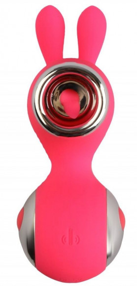 Красный вибростимулятор с ушками